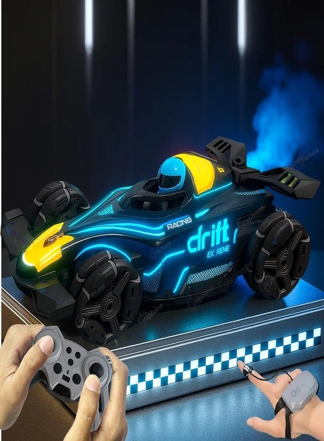 Junona RC 4x4 Formula F1 Drift Smoke Car Toy 1:14 Scale 2.4Ghz Hand Sensor Gesture Control Sports Racing Car 360° Rotation 3 Lights Music Spin Stunt Remote Control Cars for 4+ 5+ 6+ Boys Girl Adults - Image 1